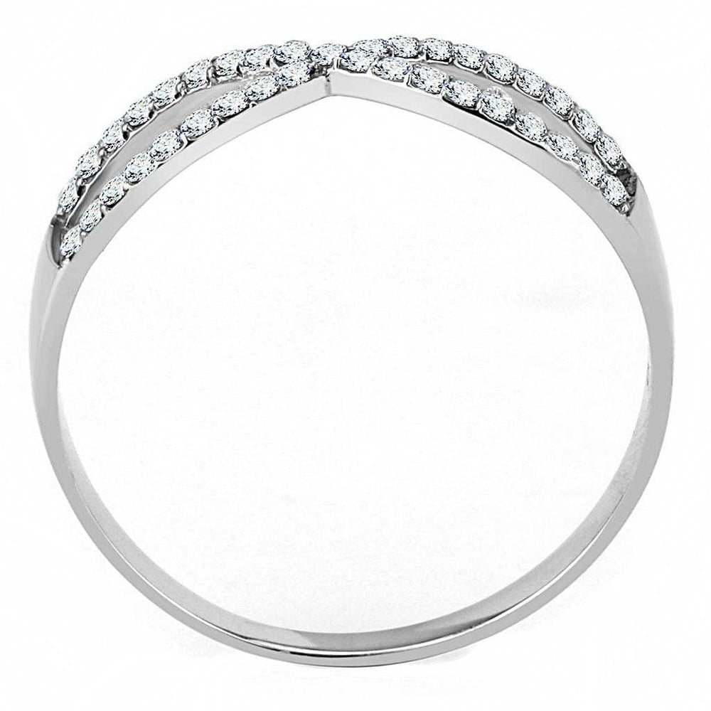 DA041 - High polished (no plating) Stainless Steel Ring with AAA Grade CZ in Clear - Alamode - Flyclothing LLC