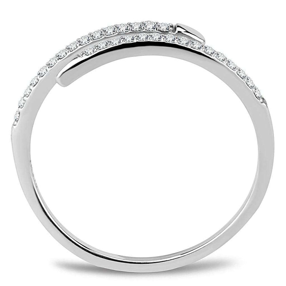 DA044 - High polished (no plating) Stainless Steel Ring with AAA Grade CZ in Clear - Alamode - Flyclothing LLC
