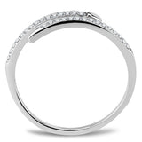 DA044 - High polished (no plating) Stainless Steel Ring with AAA Grade CZ  in Clear - Alamode