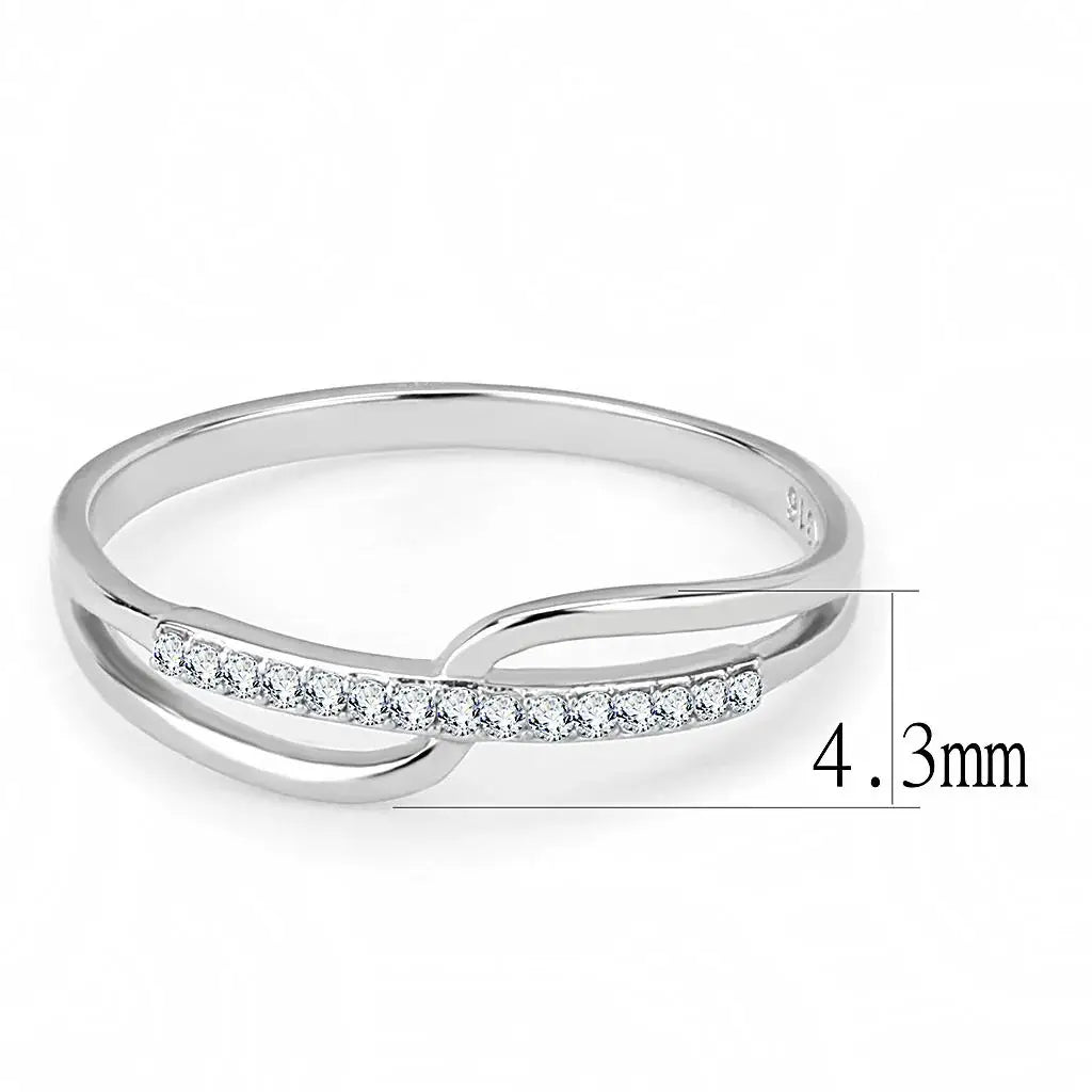 DA045 - High polished (no plating) Stainless Steel Ring with AAA Grade CZ in Clear - Alamode - Flyclothing LLC