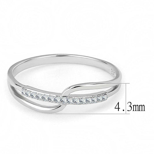 DA045 - High polished (no plating) Stainless Steel Ring with AAA Grade CZ in Clear - Alamode - Flyclothing LLC