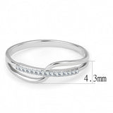 DA045 - High polished (no plating) Stainless Steel Ring with AAA Grade CZ  in Clear