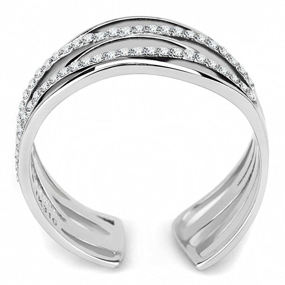 DA047 - High polished (no plating) Stainless Steel Ring with AAA Grade CZ in Clear - Alamode - Flyclothing LLC