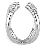 DA050 - High polished (no plating) Stainless Steel Ring with AAA Grade CZ  in Clear - Alamode