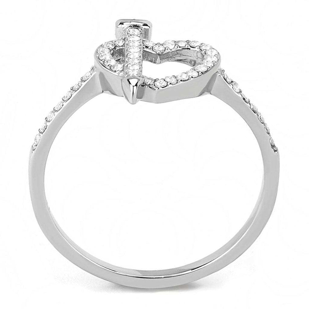 DA052 - High polished (no plating) Stainless Steel Ring with AAA Grade CZ in Clear - Alamode - Flyclothing LLC