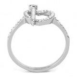 DA052 - High polished (no plating) Stainless Steel Ring with AAA Grade CZ  in Clear - Alamode