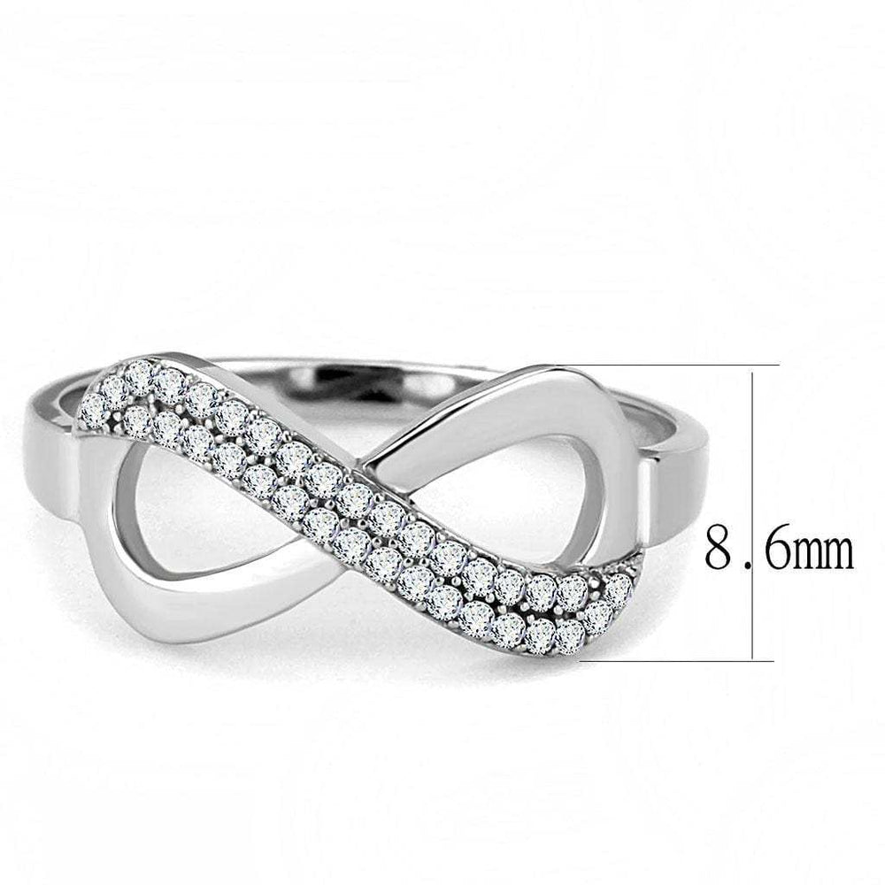 DA054 - High polished (no plating) Stainless Steel Ring with AAA Grade CZ in Clear - Alamode - Flyclothing LLC