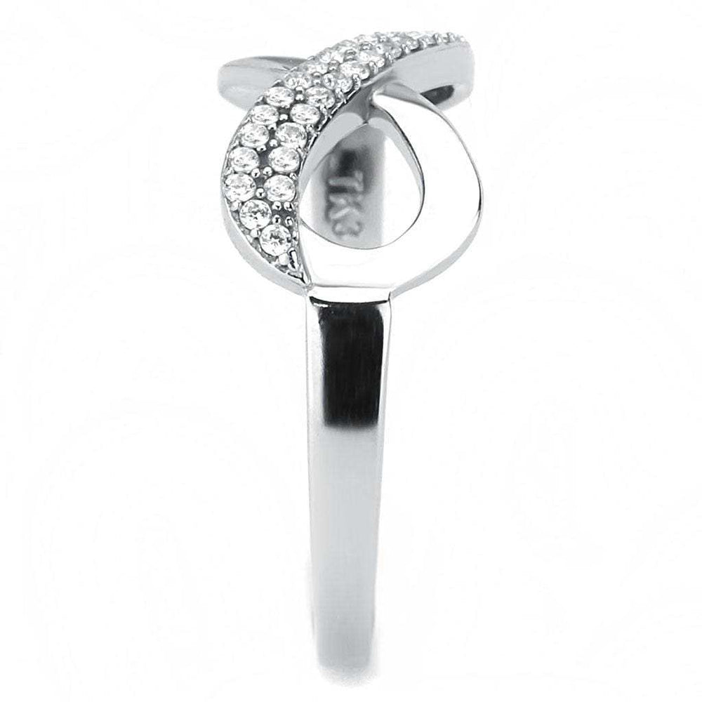DA054 - High polished (no plating) Stainless Steel Ring with AAA Grade CZ in Clear - Alamode - Flyclothing LLC