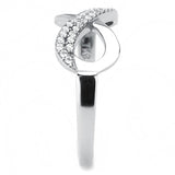 DA054 - High polished (no plating) Stainless Steel Ring with AAA Grade CZ  in Clear - Alamode