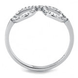 DA055 - High polished (no plating) Stainless Steel Ring with AAA Grade CZ  in Clear - Alamode