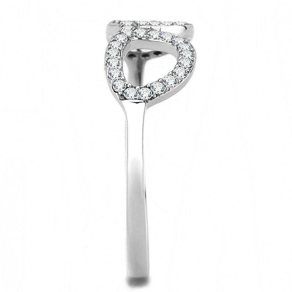 DA055 - High polished (no plating) Stainless Steel Ring with AAA Grade CZ in Clear - Alamode - Flyclothing LLC