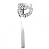 DA055 - High polished (no plating) Stainless Steel Ring with AAA Grade CZ  in Clear