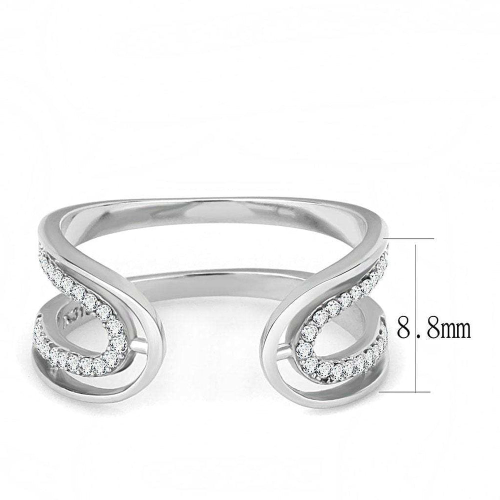DA056 - High polished (no plating) Stainless Steel Ring with AAA Grade CZ in Clear - Alamode - Flyclothing LLC