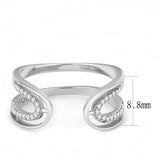 DA056 - High polished (no plating) Stainless Steel Ring with AAA Grade CZ  in Clear - Alamode