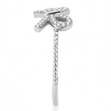 DA057 - High polished (no plating) Stainless Steel Ring with AAA Grade CZ  in Clear - Alamode