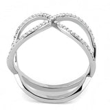 DA058 - High polished (no plating) Stainless Steel Ring with AAA Grade CZ in Clear - Alamode - Flyclothing LLC
