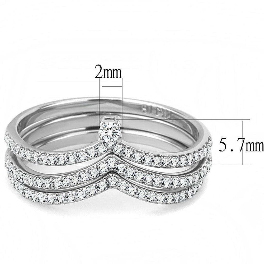 DA061 - High polished (no plating) Stainless Steel Ring with AAA Grade CZ in Clear - Alamode - Flyclothing LLC