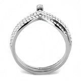 DA061 - High polished (no plating) Stainless Steel Ring with AAA Grade CZ in Clear - Alamode - Flyclothing LLC