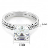 DA065 - High polished (no plating) Stainless Steel Ring with Cubic  in Clear - Alamode