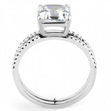 DA065 - High polished (no plating) Stainless Steel Ring with Cubic  in Clear - Alamode