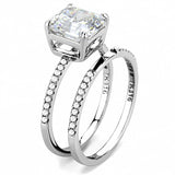 DA065 - High polished (no plating) Stainless Steel Ring with Cubic  in Clear - Alamode