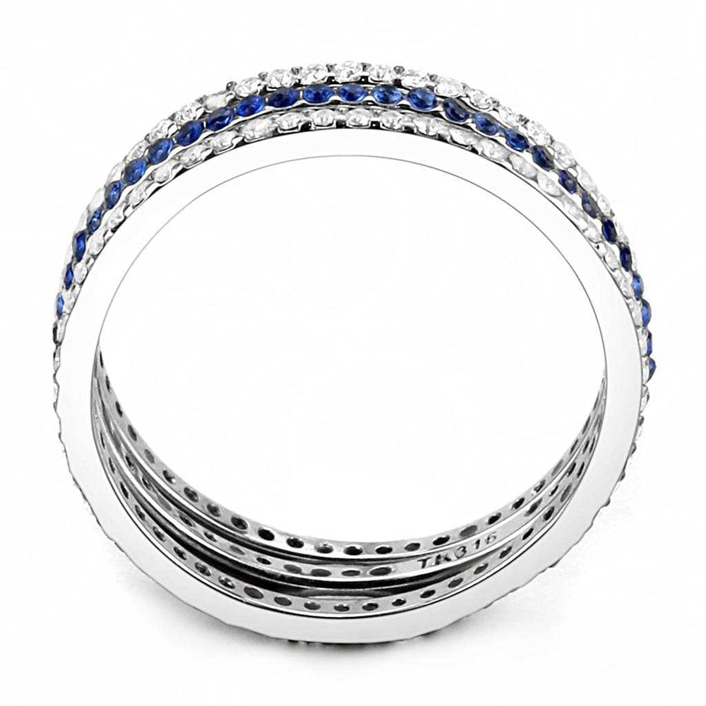 DA066 - High polished (no plating) Stainless Steel Ring with AAA Grade CZ in London Blue - Alamode - Flyclothing LLC
