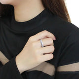 DA066 - High polished (no plating) Stainless Steel Ring with AAA Grade CZ in London Blue - Alamode - Flyclothing LLC