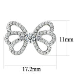 DA067 - High polished (no plating) Stainless Steel Earrings with AAA Grade CZ in Clear - Alamode - Flyclothing LLC