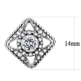 DA072 - High polished (no plating) Stainless Steel Earrings with AAA Grade CZ in Clear - Alamode - Flyclothing LLC