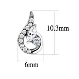 DA074 - High polished (no plating) Stainless Steel Earrings with AAA Grade CZ in Clear - Alamode - Flyclothing LLC