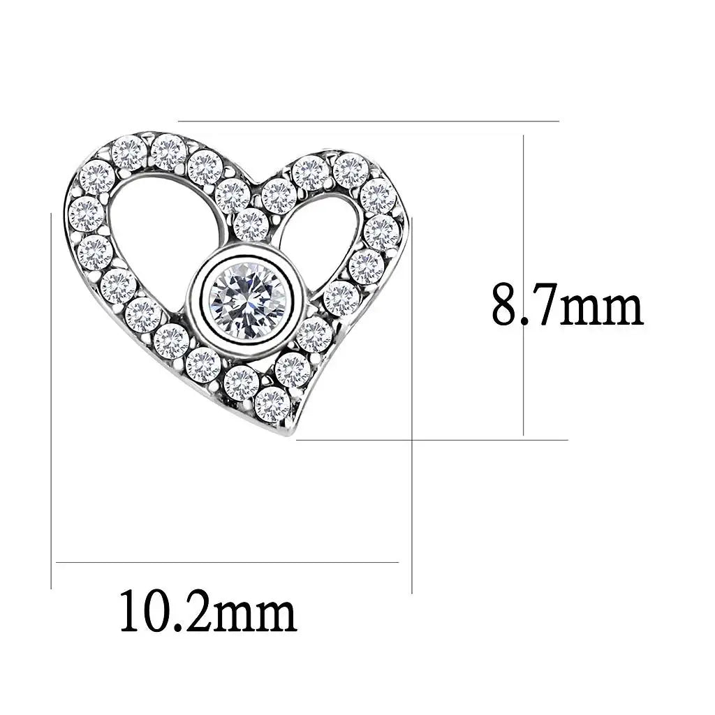 DA075 - High polished (no plating) Stainless Steel Earrings with AAA Grade CZ in Clear - Alamode - Flyclothing LLC