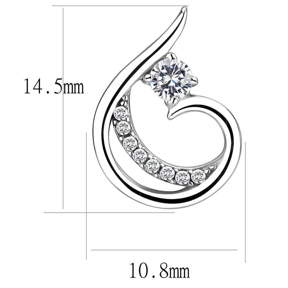 DA077 - High polished (no plating) Stainless Steel Earrings with AAA Grade CZ in Clear - Alamode - Flyclothing LLC