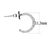 DA079 - High polished (no plating) Stainless Steel Earrings with AAA Grade CZ in Clear - Alamode - Flyclothing LLC