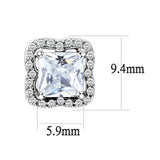 DA081 - High polished (no plating) Stainless Steel Earrings with AAA Grade CZ  in Clear
