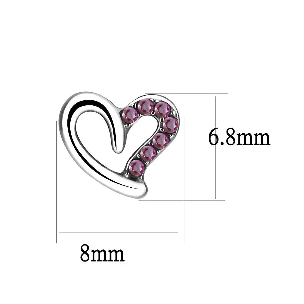 DA082 - High polished (no plating) Stainless Steel Earrings with AAA Grade CZ in Ruby - Alamode - Flyclothing LLC