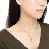 DA089 - High polished (no plating) Stainless Steel Chain Pendant with AAA Grade CZ in Clear - Alamode - Flyclothing LLC