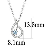 DA090 - High polished (no plating) Stainless Steel Chain Pendant with AAA Grade CZ in Sea Blue - Alamode - Flyclothing LLC
