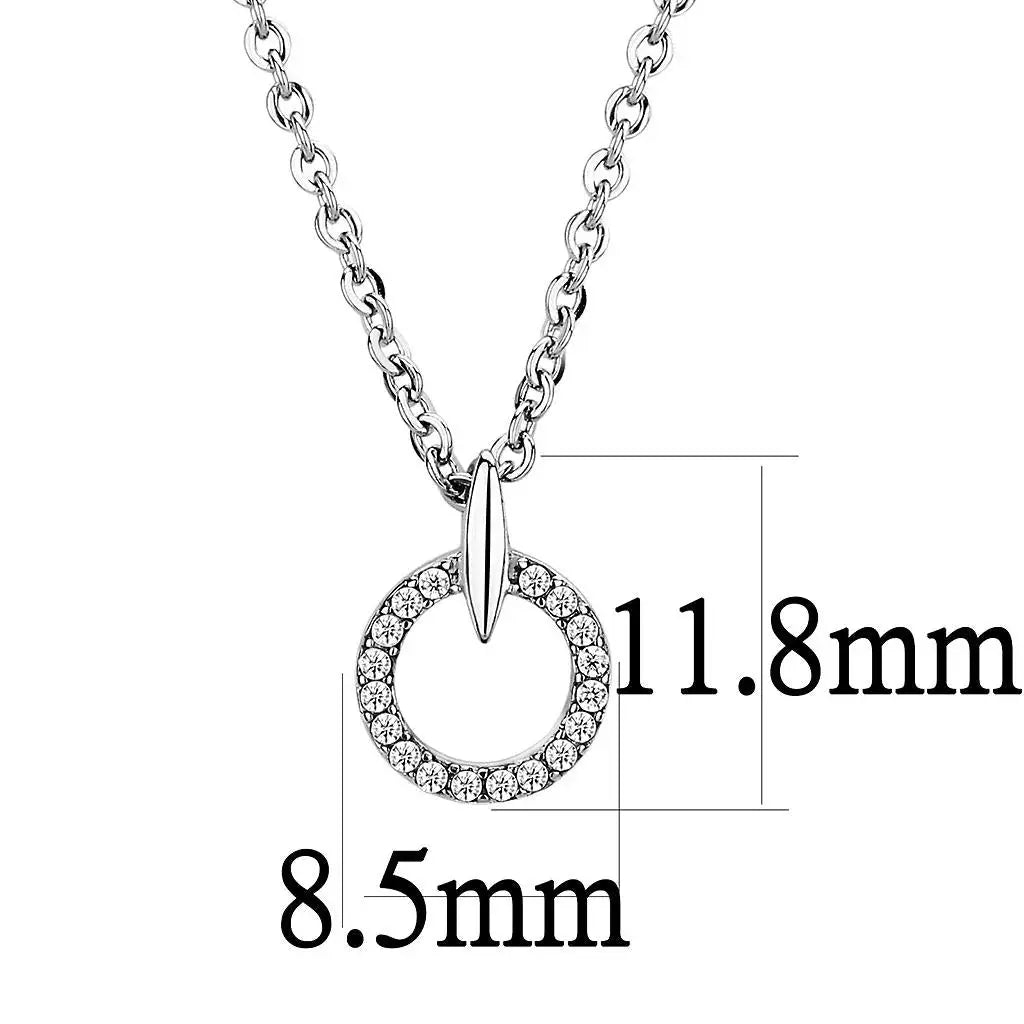 DA091 - High polished (no plating) Stainless Steel Chain Pendant with AAA Grade CZ in Clear - Alamode - Flyclothing LLC