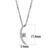 DA092 - High polished (no plating) Stainless Steel Chain Pendant with AAA Grade CZ in Clear - Alamode - Flyclothing LLC