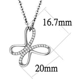DA093 - High polished (no plating) Stainless Steel Chain Pendant with AAA Grade CZ in Clear - Alamode - Flyclothing LLC