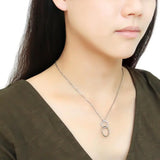 DA097 - High polished (no plating) Stainless Steel Chain Pendant with AAA Grade CZ in Clear - Alamode - Flyclothing LLC