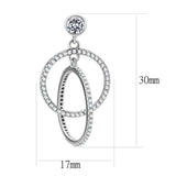 DA100 - High polished (no plating) Stainless Steel Earrings with AAA Grade CZ in Clear - Alamode - Flyclothing LLC