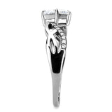 DA101 - High polished (no plating) Stainless Steel Ring with AAA Grade CZ in Clear - Alamode - Flyclothing LLC