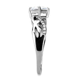 DA101 - High polished (no plating) Stainless Steel Ring with AAA Grade CZ  in Clear - Alamode