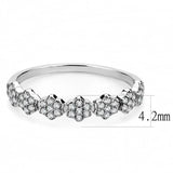 DA102 - High polished (no plating) Stainless Steel Ring with AAA Grade CZ in Clear - Alamode - Flyclothing LLC
