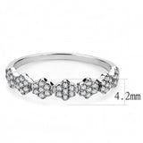 DA102 - High polished (no plating) Stainless Steel Ring with AAA Grade CZ  in Clear - Alamode