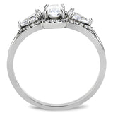 DA103 - High polished (no plating) Stainless Steel Ring with AAA Grade CZ  in Clear - Alamode