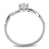 DA104 - High polished (no plating) Stainless Steel Ring with AAA Grade CZ in Clear - Alamode - Flyclothing LLC
