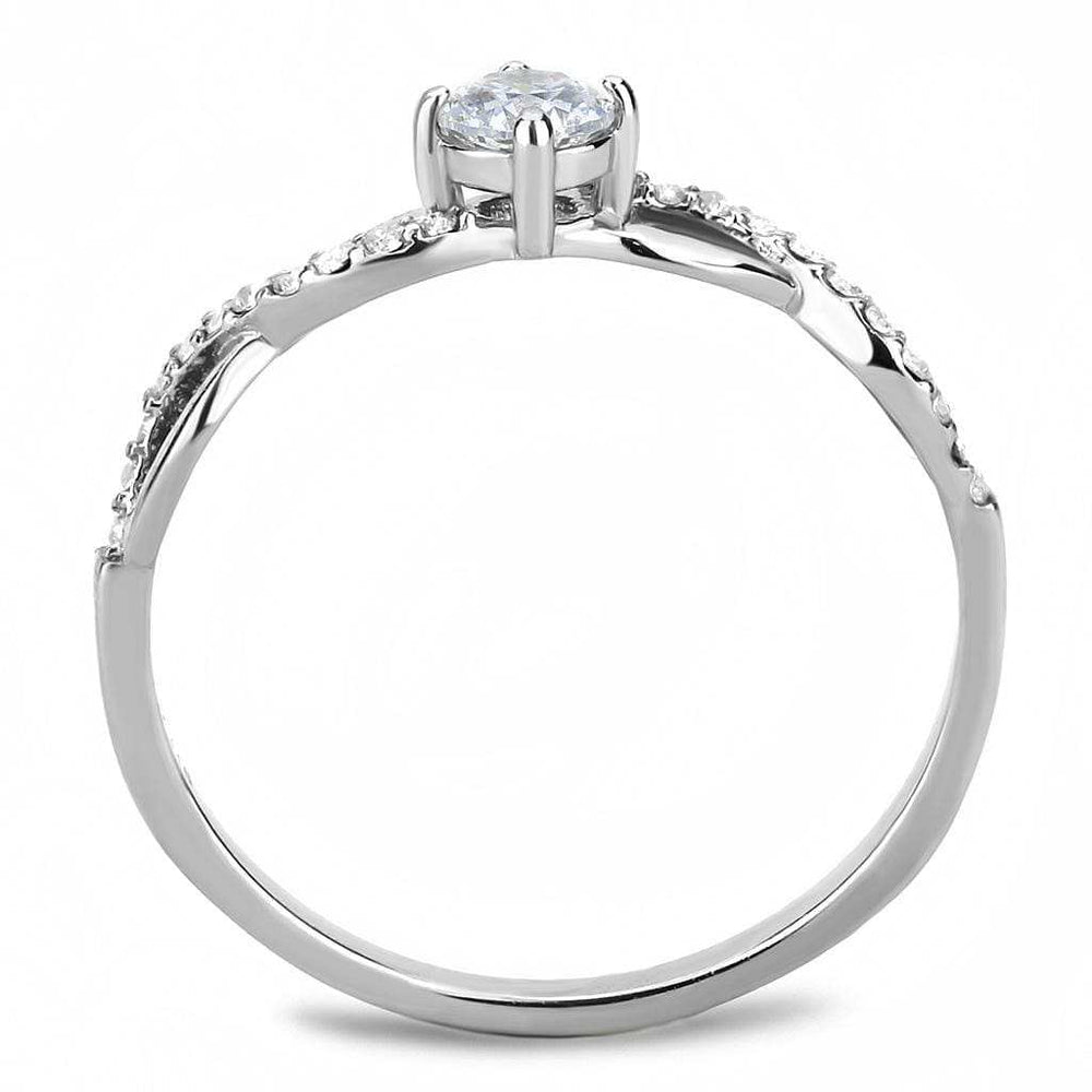 DA104 - High polished (no plating) Stainless Steel Ring with AAA Grade CZ in Clear - Alamode - Flyclothing LLC