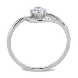 DA105 - High polished (no plating) Stainless Steel Ring with AAA Grade CZ in Clear - Alamode - Flyclothing LLC